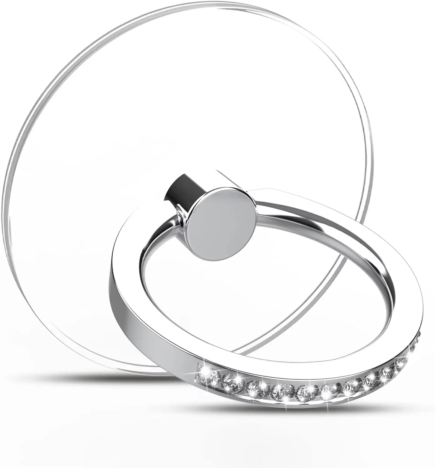 Diamond Cell Phone Ring Holder Stand Transparent Finger Grip Clear 360° Degree Rotation Kickstand Compatible Iphones