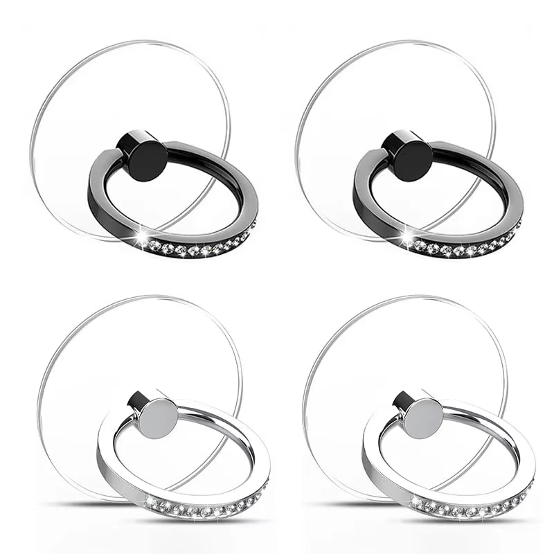 Diamond Cell Phone Ring Holder Stand Transparent Finger Grip Clear 360° Degree Rotation Kickstand Compatible Iphones