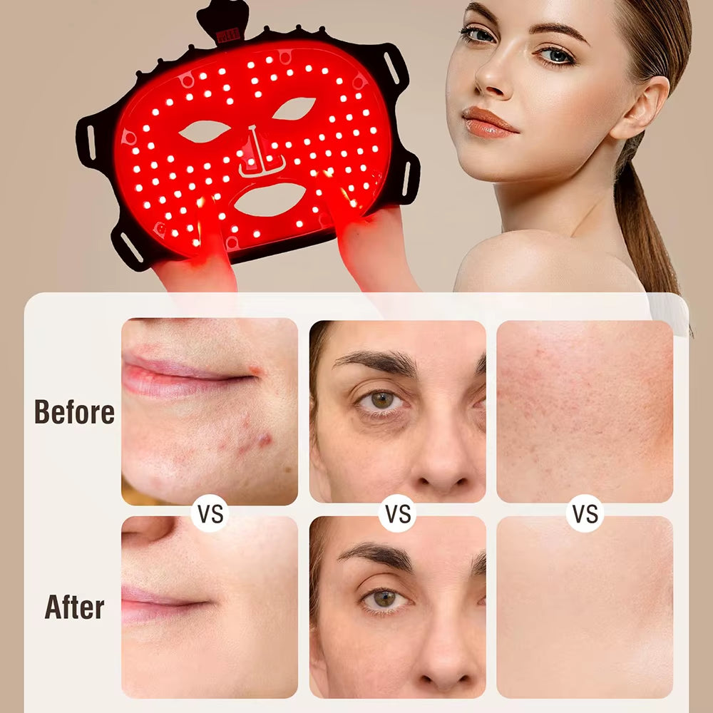 Popular Led Facial Face Mask Currentbody 630 520 590 410Nm Red Light Photon Therapy Skin Care Face Mask with Adjustable Strap