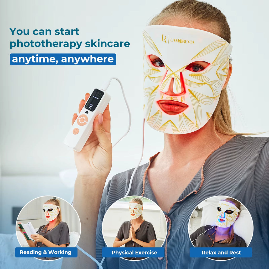 Revitalize Your Skin with the Red Light Facial Beauty Mask - Advanced Blue LED Light Therapy for Acne and Anti-Aging