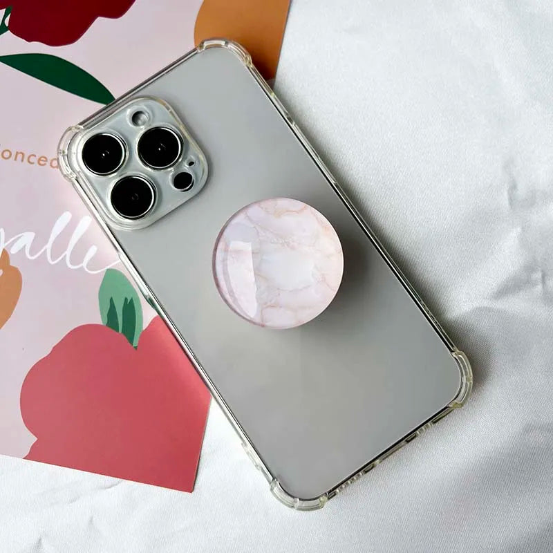 Marble Pattern Crystal Glass Phone Holder Foldable Mobile Phone Socket Crystal Glass Phone Grips