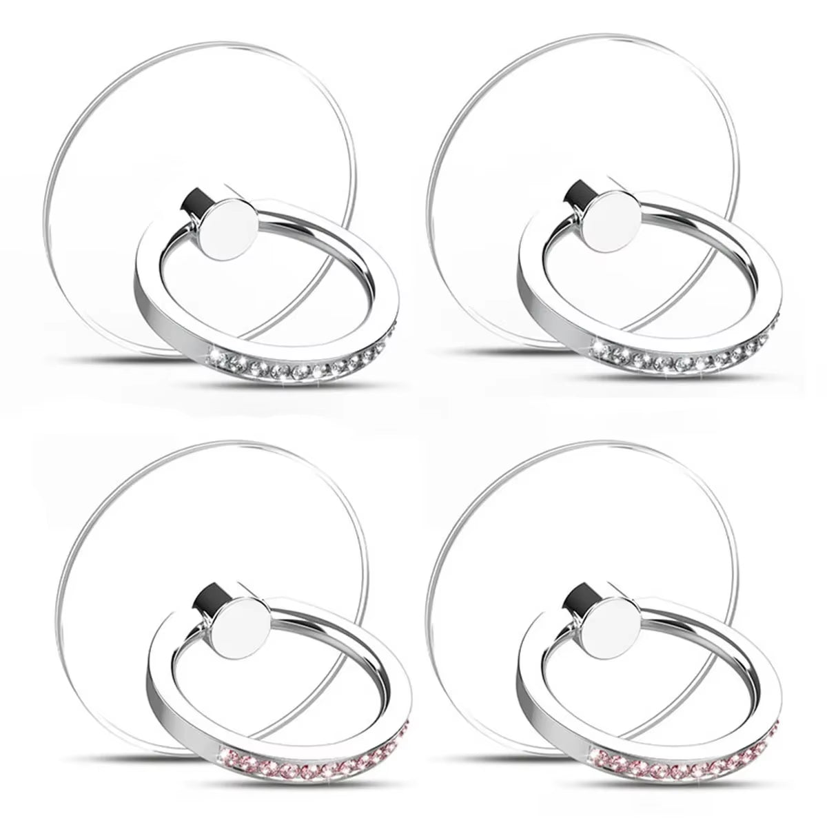 Diamond Cell Phone Ring Holder Stand Transparent Finger Grip Clear 360° Degree Rotation Kickstand Compatible Iphones