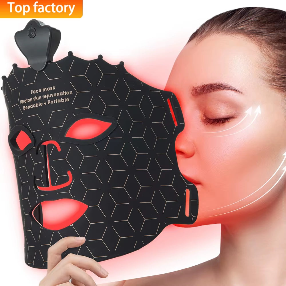 Popular Led Facial Face Mask Currentbody 630 520 590 410Nm Red Light Photon Therapy Skin Care Face Mask with Adjustable Strap