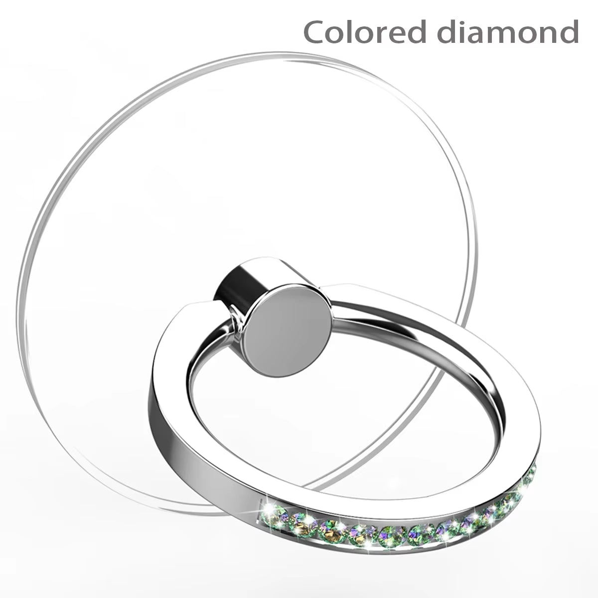 Diamond Cell Phone Ring Holder Stand Transparent Finger Grip Clear 360° Degree Rotation Kickstand Compatible Iphones