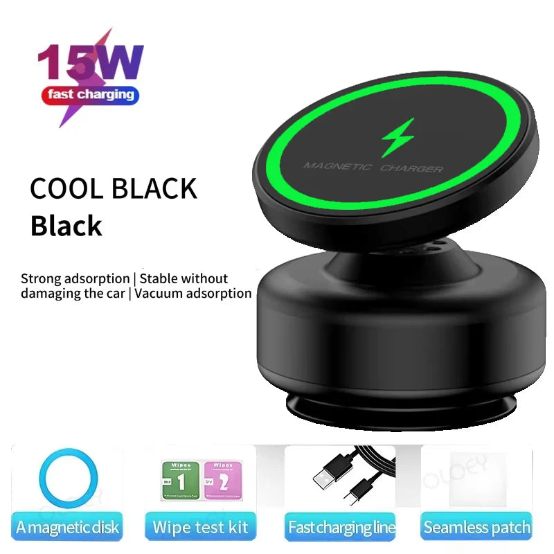 Wireless Charge 360°Rotatable Vacum Car Holder for Iphone Samsung Xiaomi Magnetic Car Mount Vacuum Phone Holder