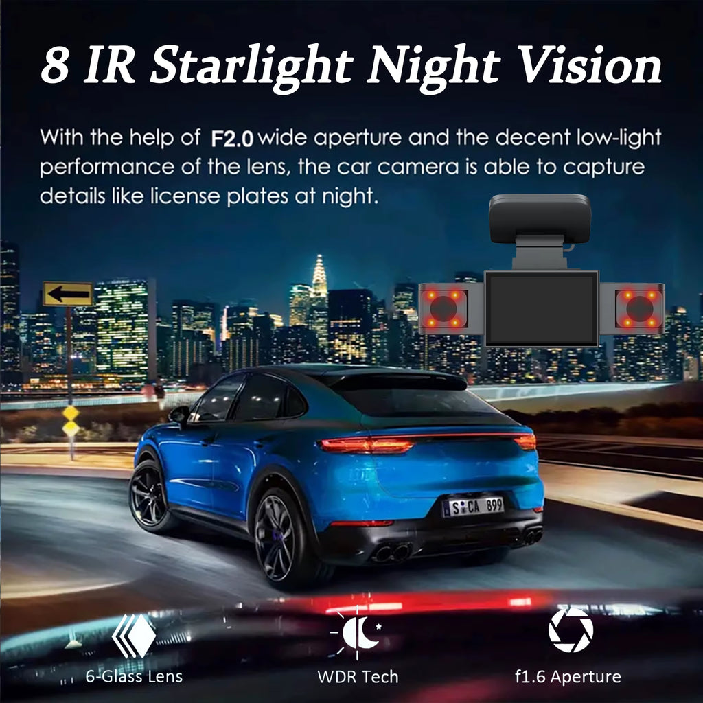 3Channel Dash Cam Black Box 3 Cameras Car Video Recorder Three Lens Car Camera with Carbin Camera Car Accessories