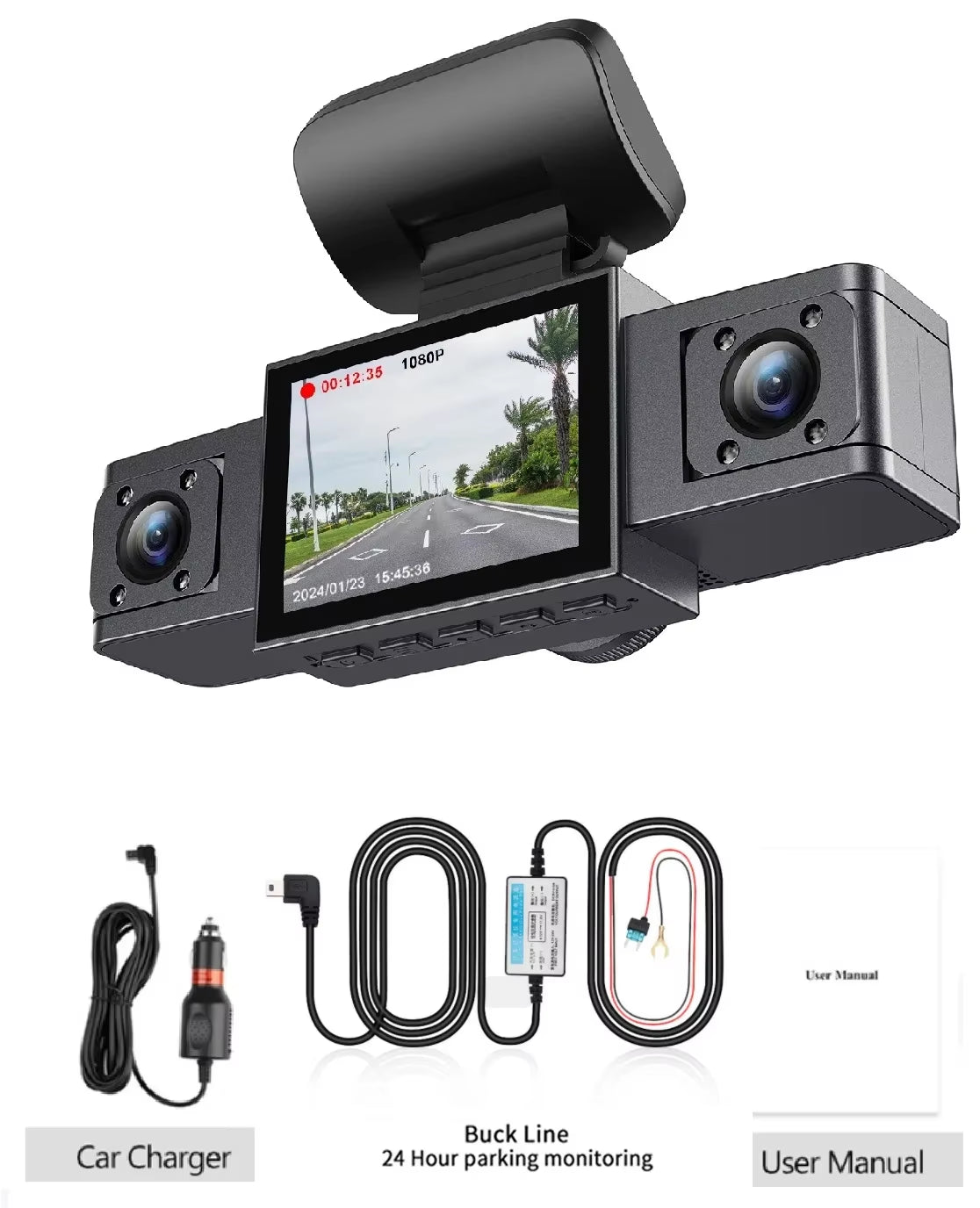 3Channel Dash Cam Black Box 3 Cameras Car Video Recorder Three Lens Car Camera with Carbin Camera Car Accessories