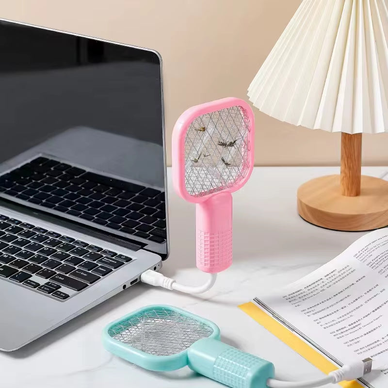Electric Mosquito Swatter UV Light Bug Zapper Rechargeable Fly Killer Insect Racket Portable Outdoor Pest Control for Camping