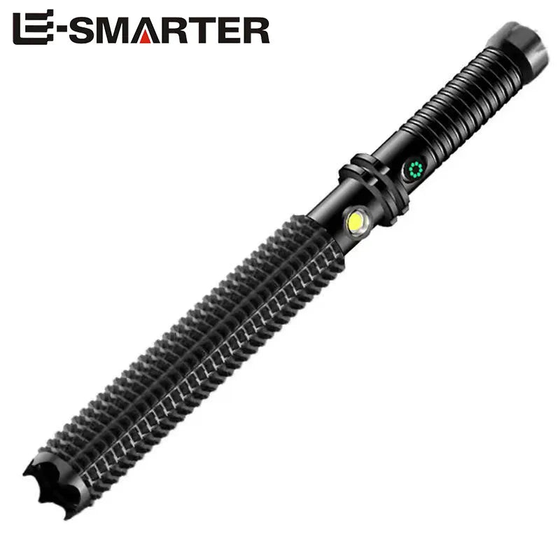 Defense Self-Defense Flashlight Rechargeable Tactical Long Handle Torch Outdoor Window Breaker Hammer Emergency Work Flashlight