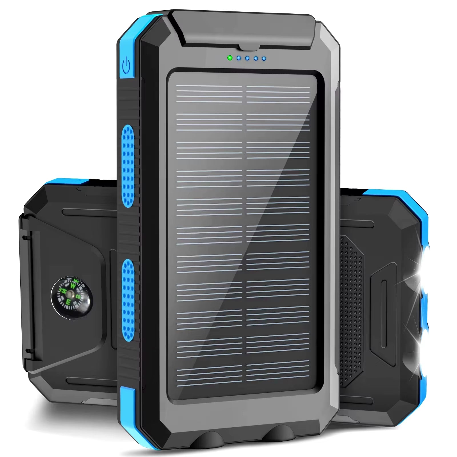 30000Mah Solar Power Bank Dual USB Travel Large Capacity LED Lighting Outdoor Waterproof Power Bank Camping Spare Power