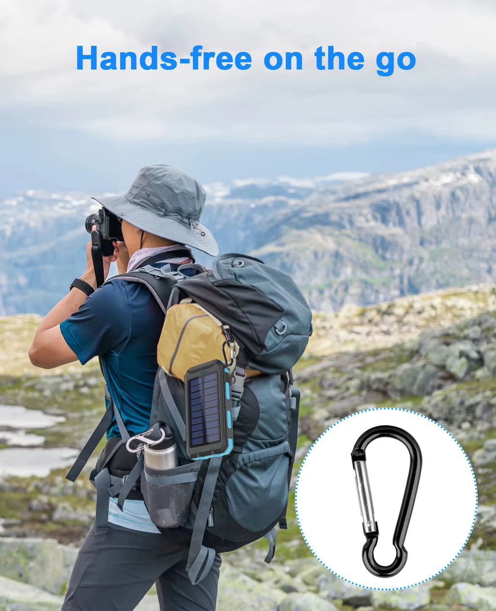 30000Mah Solar Power Bank Dual USB Travel Large Capacity LED Lighting Outdoor Waterproof Power Bank Camping Spare Power