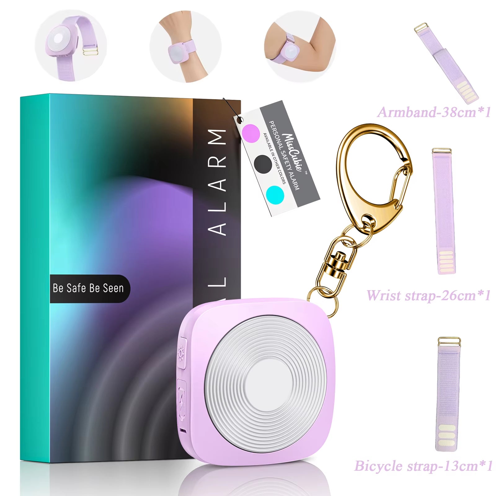 2 in 1 Personal Safety Alarm + LED Emergency Night Light 130Db Type-C Charging Self Defense Alarm with Key Chain Press Tap Alarm