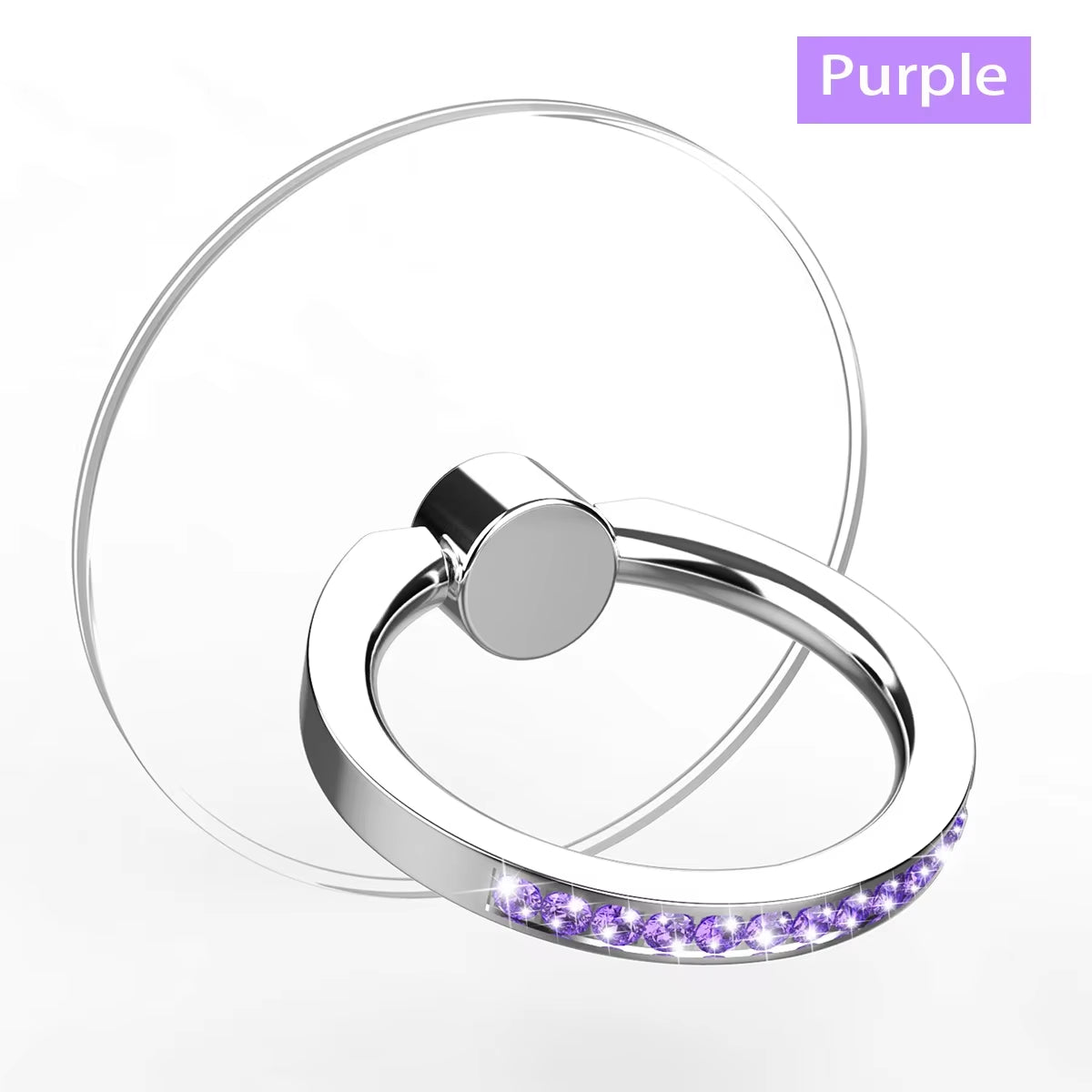 Diamond Cell Phone Ring Holder Stand Transparent Finger Grip Clear 360° Degree Rotation Kickstand Compatible Iphones
