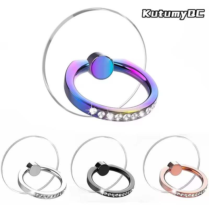 Diamond Cell Phone Ring Holder Stand Transparent Finger Grip Clear 360° Degree Rotation Kickstand Compatible Iphones