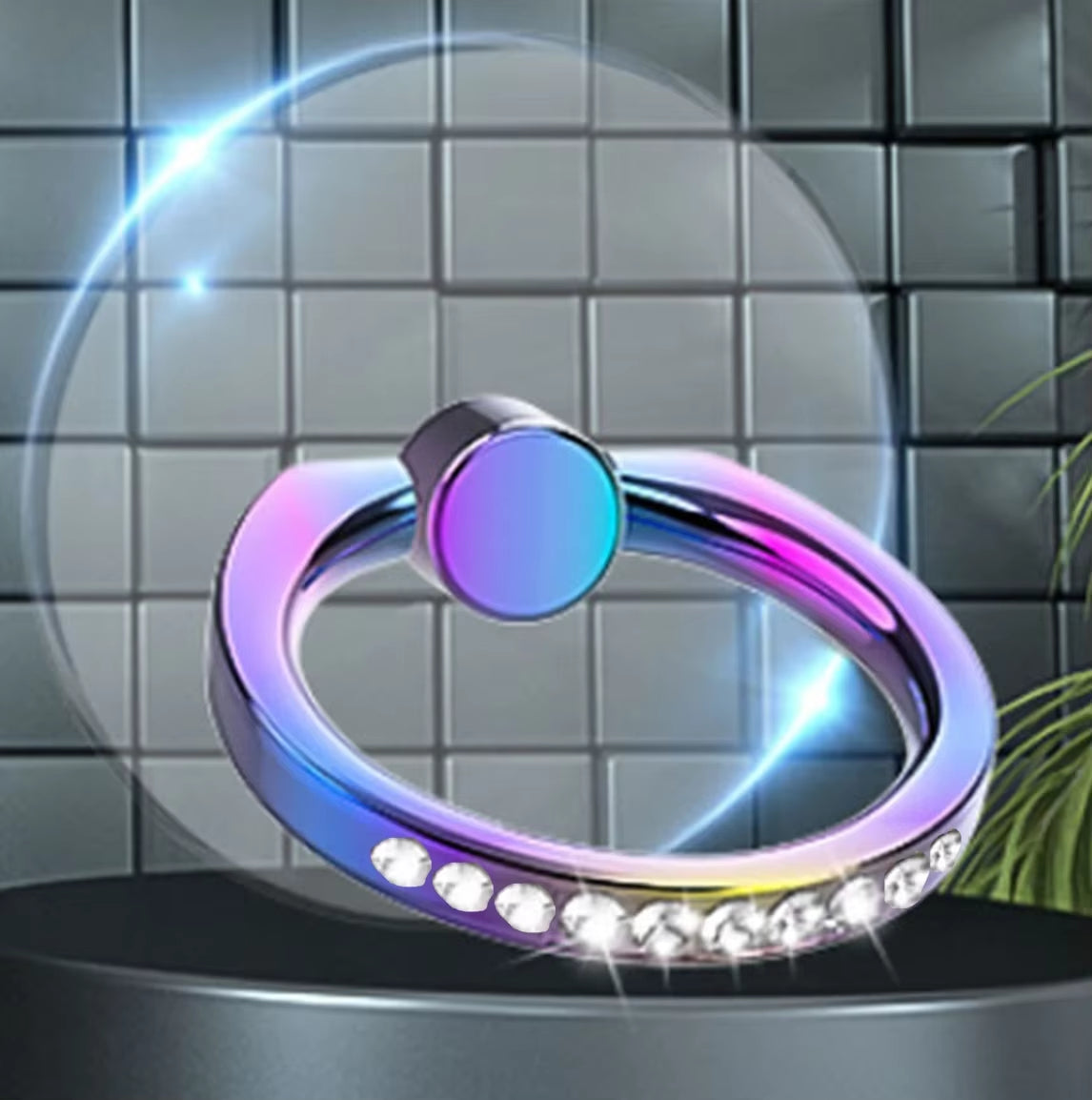 Diamond Cell Phone Ring Holder Stand Transparent Finger Grip Clear 360° Degree Rotation Kickstand Compatible Iphones